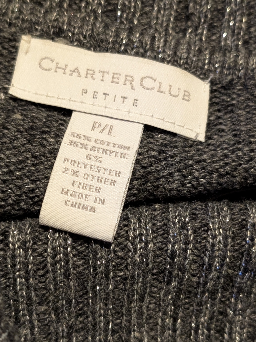 Charcoal Marled Cowl Neck Sweater Size Petite Large - Picture 13 of 13